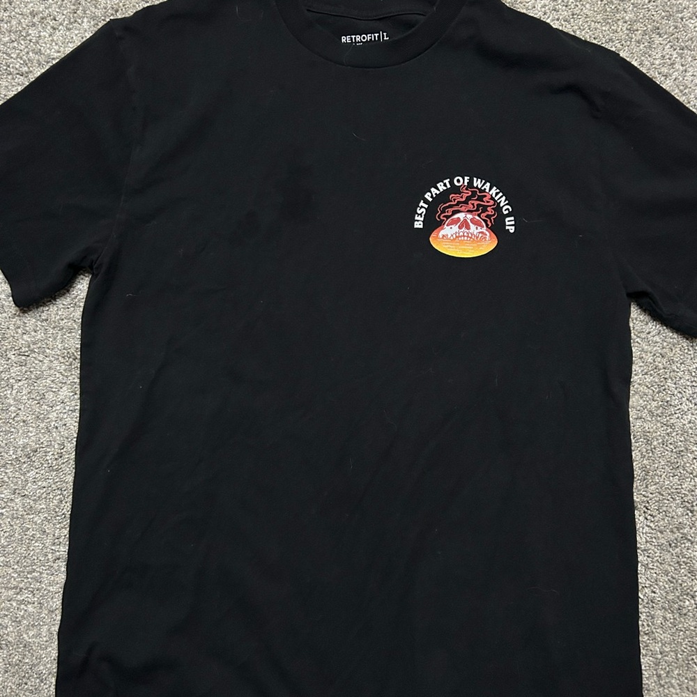 Retrofit “Best Part of Waking Up” Skull Coffee Graphic Tee | Size L